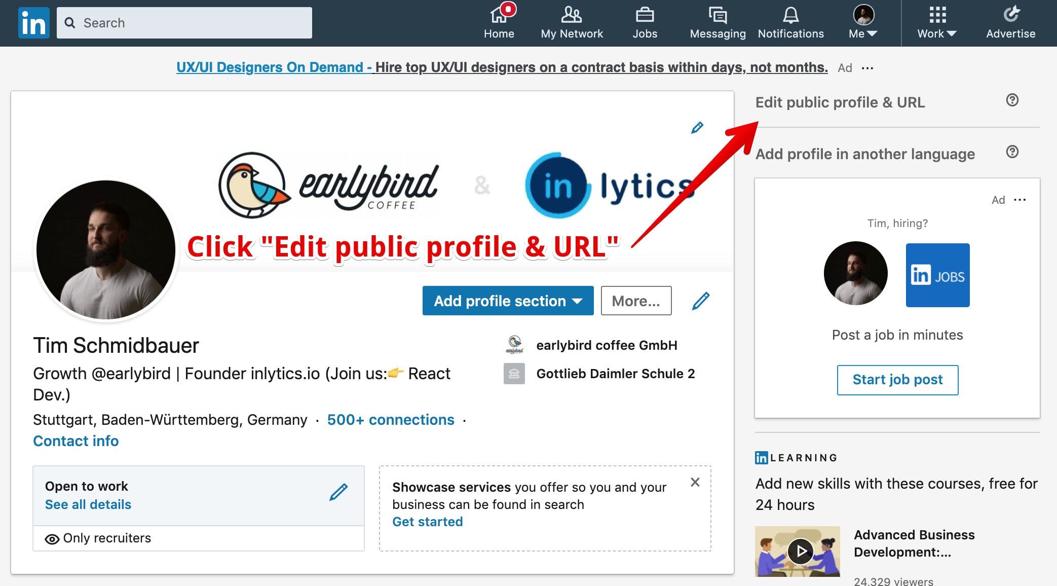 What is linkedin profile url  beastkda