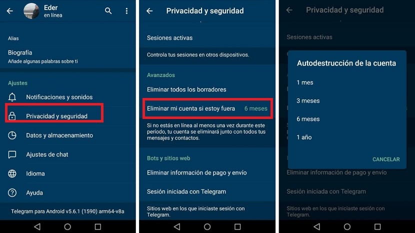 Cmo hacer que tu cuenta de Telegram se autodestruya  Nuevo Mvil