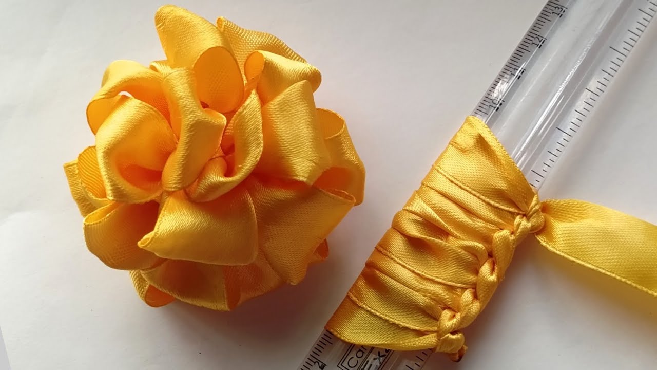 Super Easy Ribbon Flower making with Scale  Easy Sewing Hack  Hand 