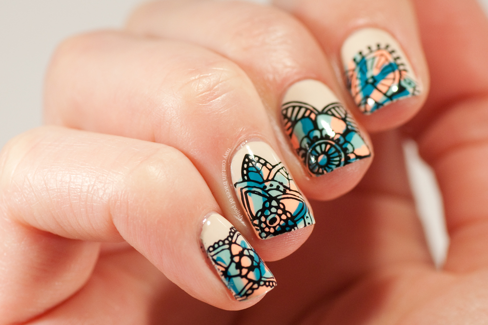 Colourful Stamping Nail Art  May contain traces of polish