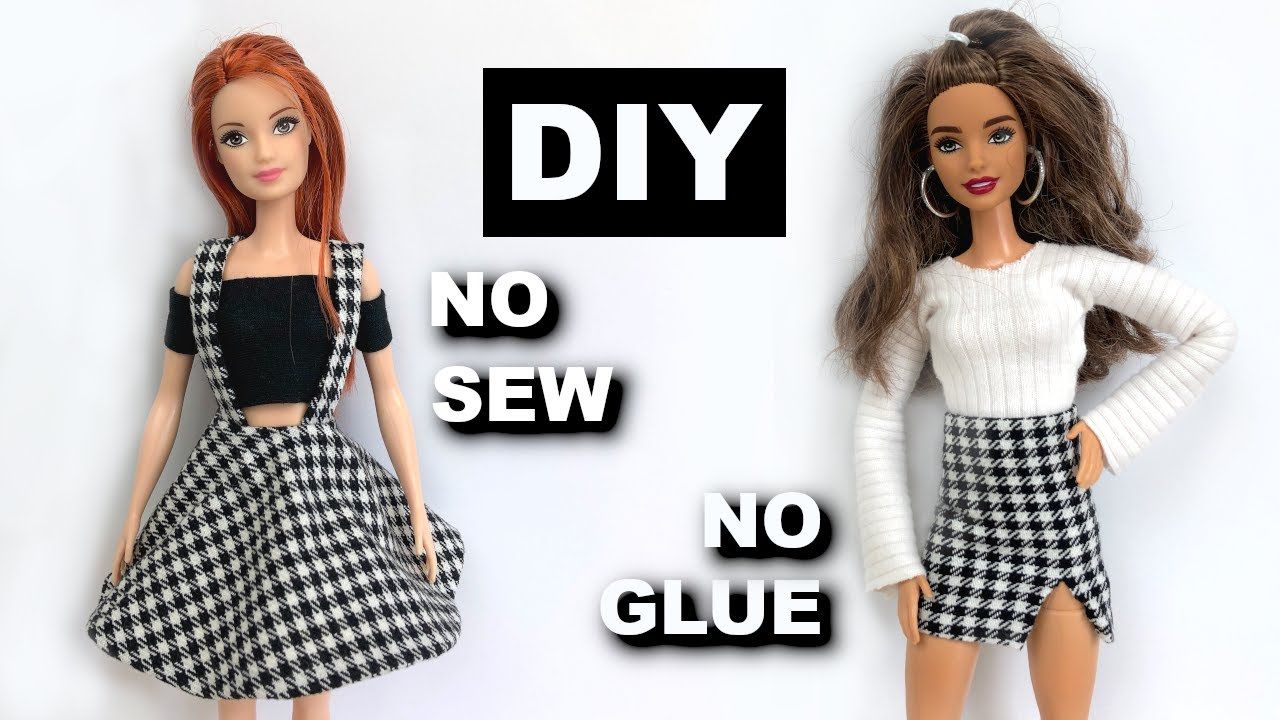 NO SEW NO GLUE  DIY Barbie Clothes  How to Make Easy Barbie Clothes 