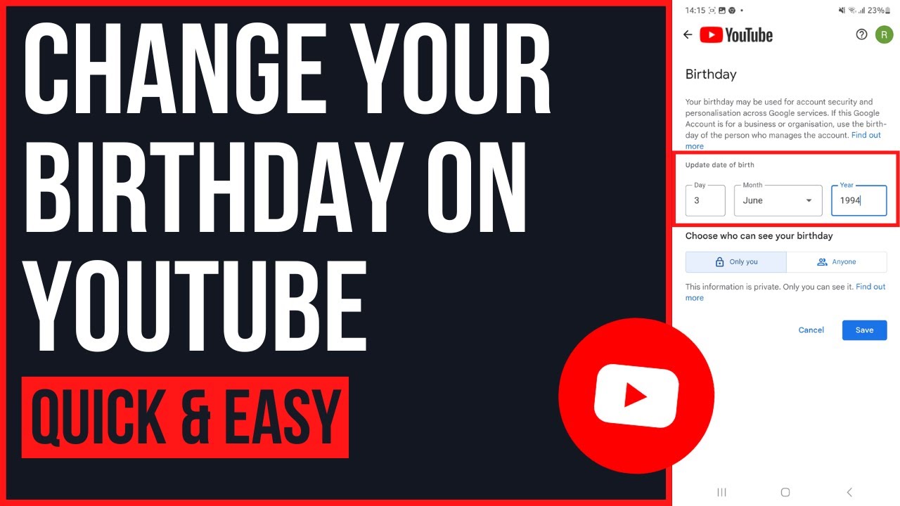 How to Change Birthday on YouTube Account 2023  YouTube