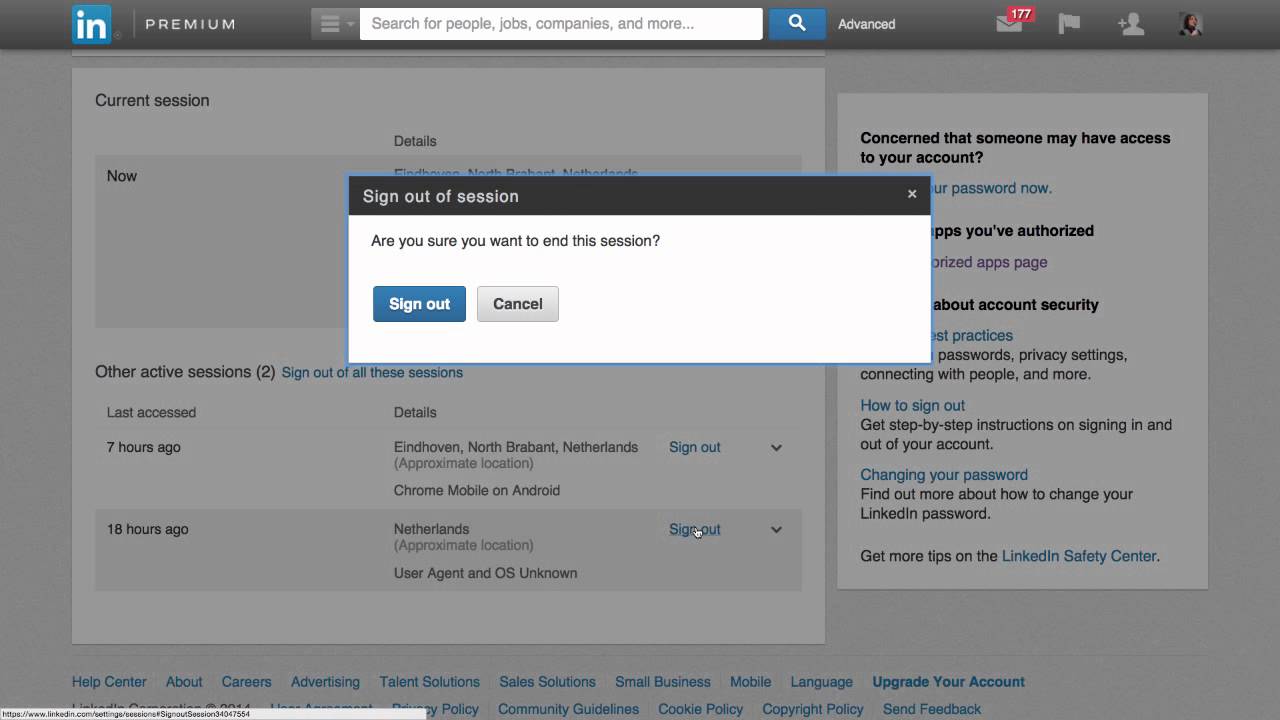 How to sign out of LinkedIn sessions  YouTube