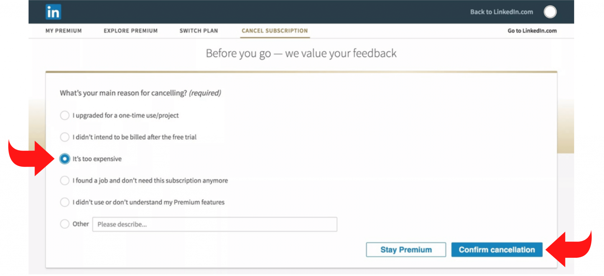 How to Cancel LinkedIn Premium  Octopus CRM