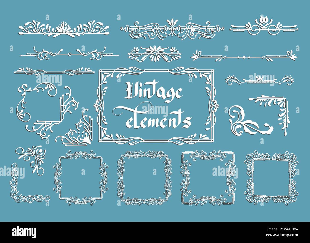 Kit of Vector Vintage Elements for Invitations Banners Posters 