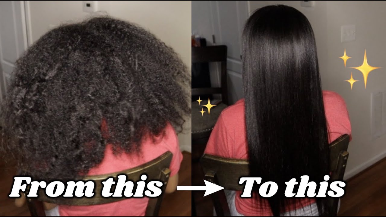 Straightening NATURAL HAIR without HEAT DAMAGE and FRIZZ   Curly to 