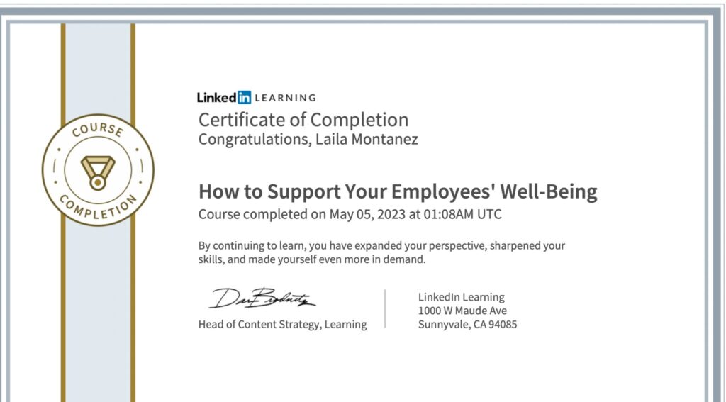 LinkedIn Learning Certificates  Laila Montanezs Portfolio