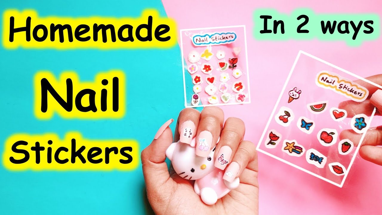 How to make nail art sticker at home  Diy nail stickers  Homemade 