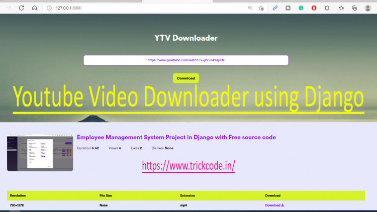 YouTube Video Downloader Project using Django Free Source Code 