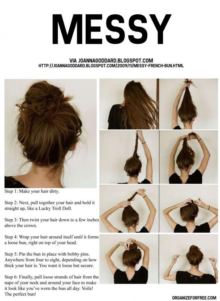 messy bun tutorial  Hair hacks Easy hairstyles for long hair Hair 