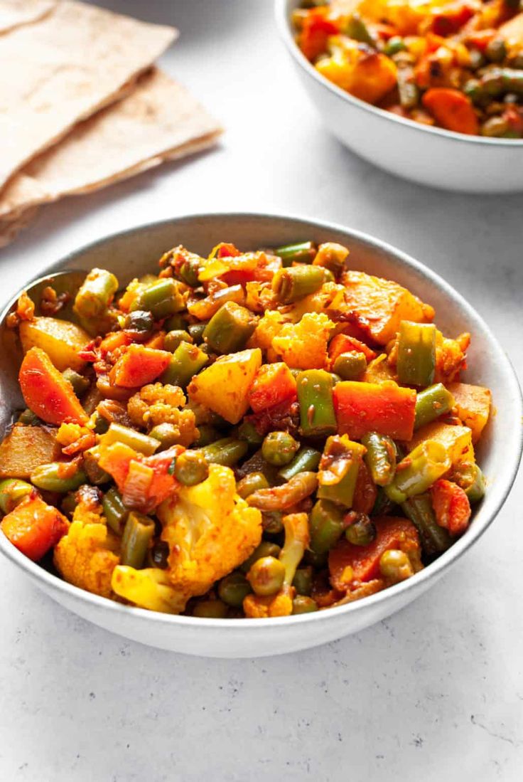 Easy Mixed Vegetable Curry Dry North Indian Style Sabzi  Indian 