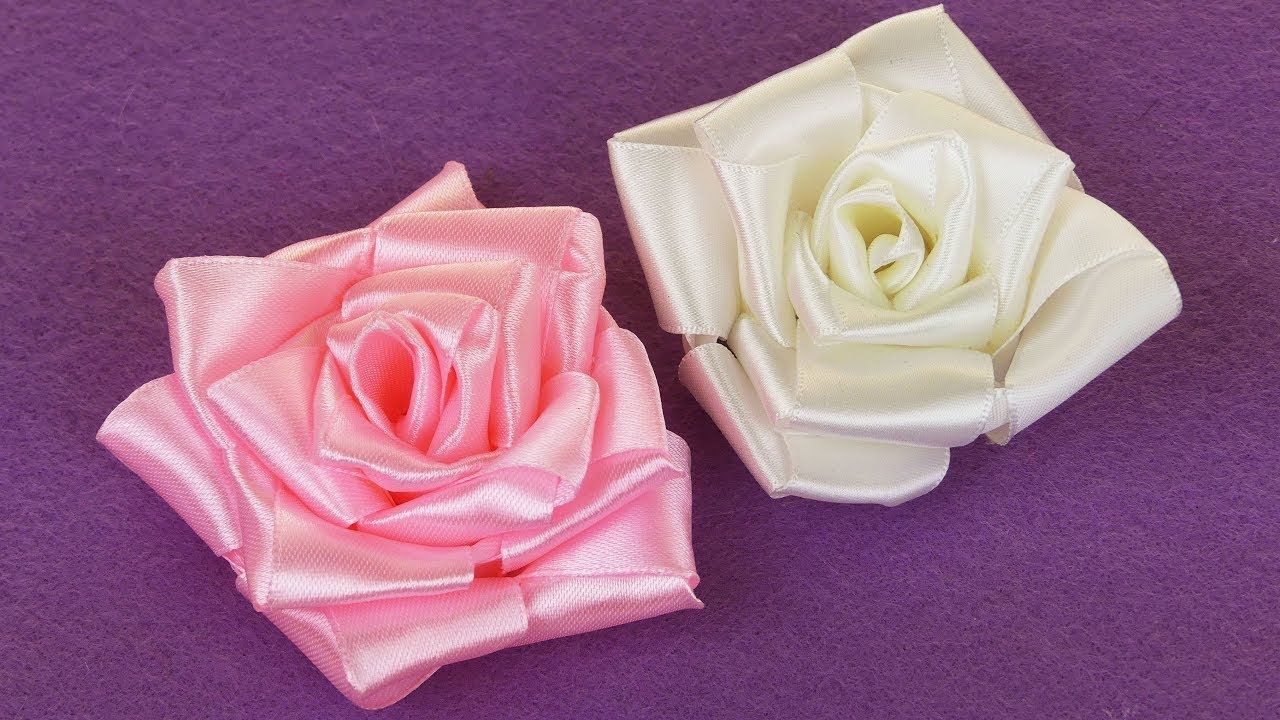 DIY Ribbon Rose I How To Make Easy ribbon flower I Kanzashi Rose 