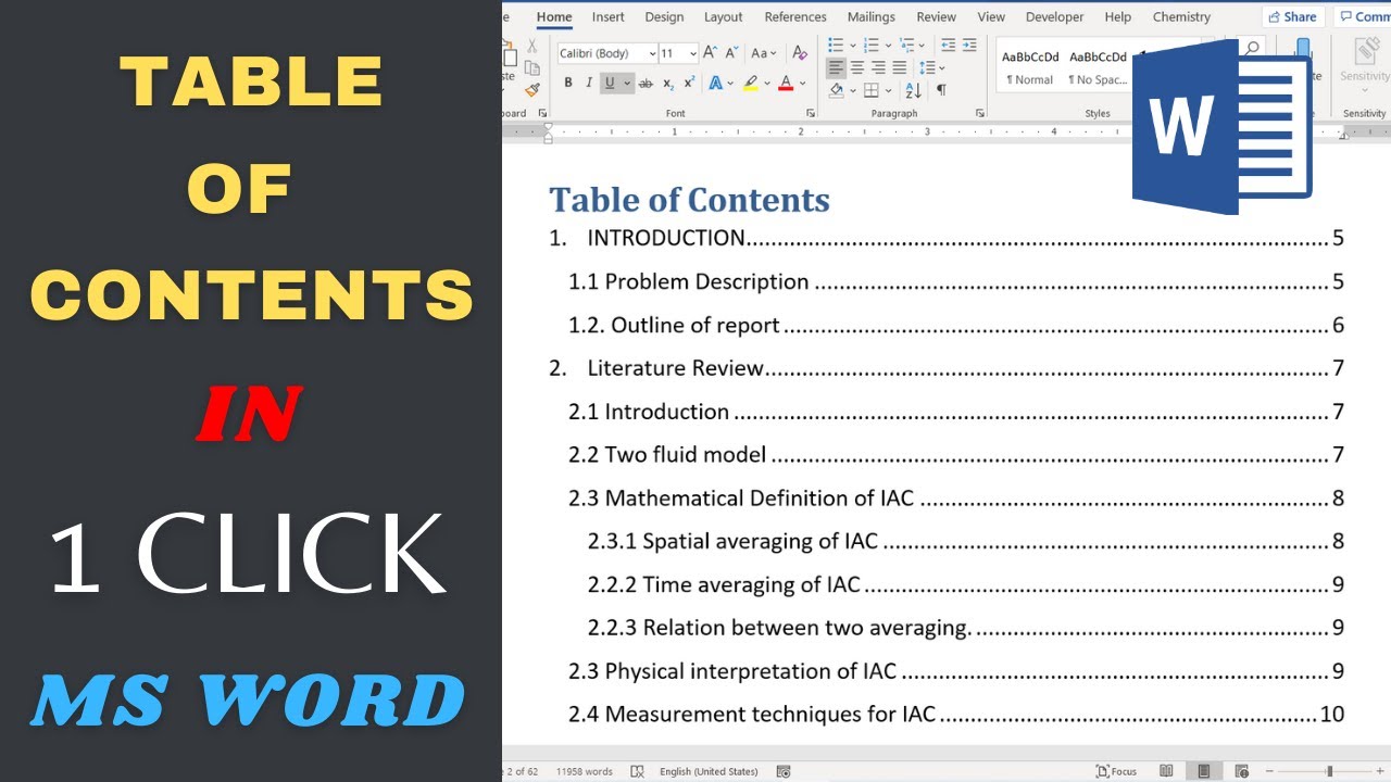 Creating a Table of Contents in Word 2010 with Easy Video Tutorial