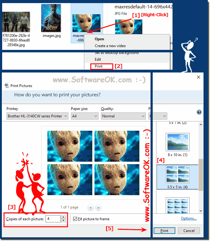 Print multiple pictures on one page Windows 10 11