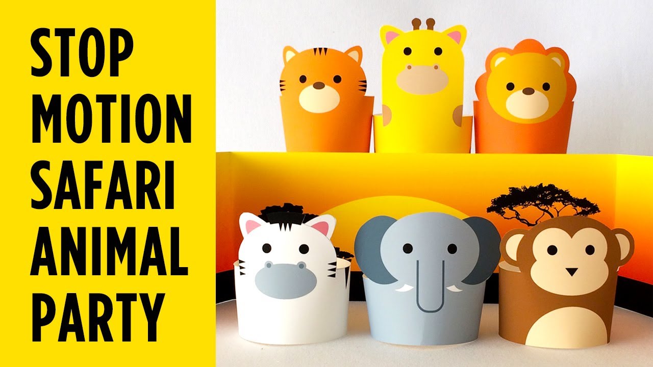 Fun Stop Motion Video Animation Safari Animals  Easy Paper Crafts 