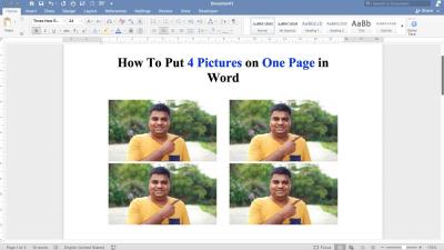 How to Fit Four Images on One Page in Word