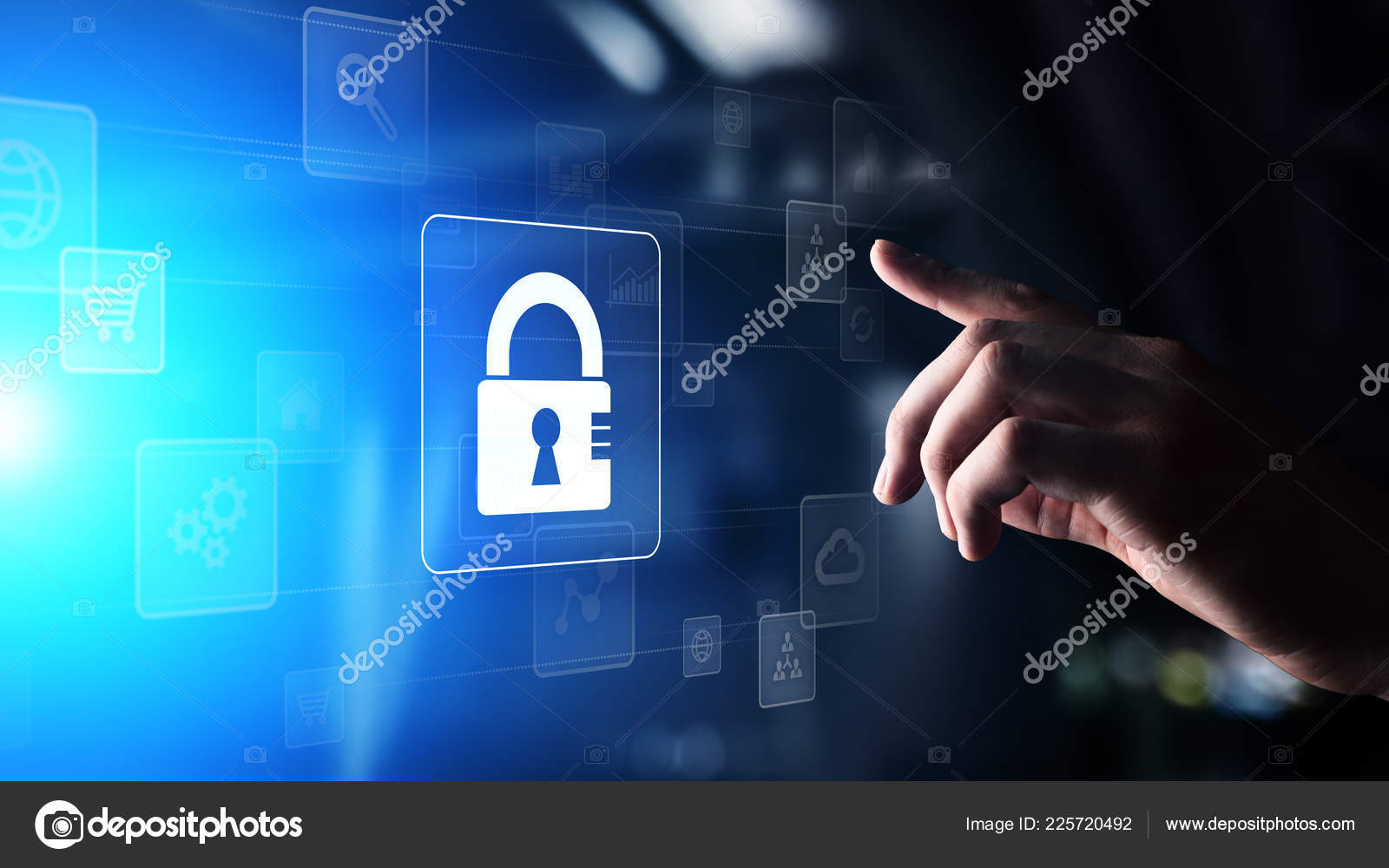 Cyber security Personal data protection information privacy Padlock 