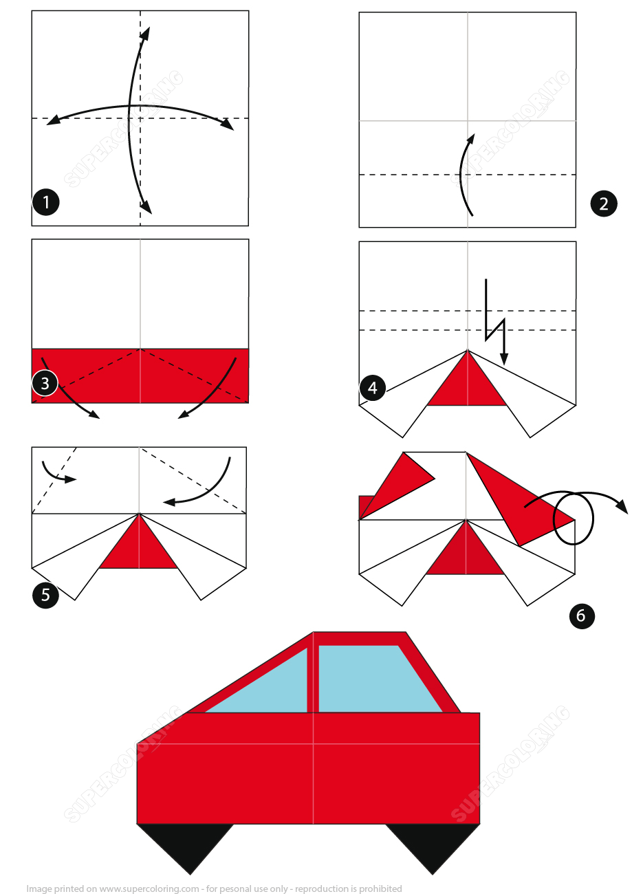 How to Make an Origami Car Instructions  Free Printable Papercraft 