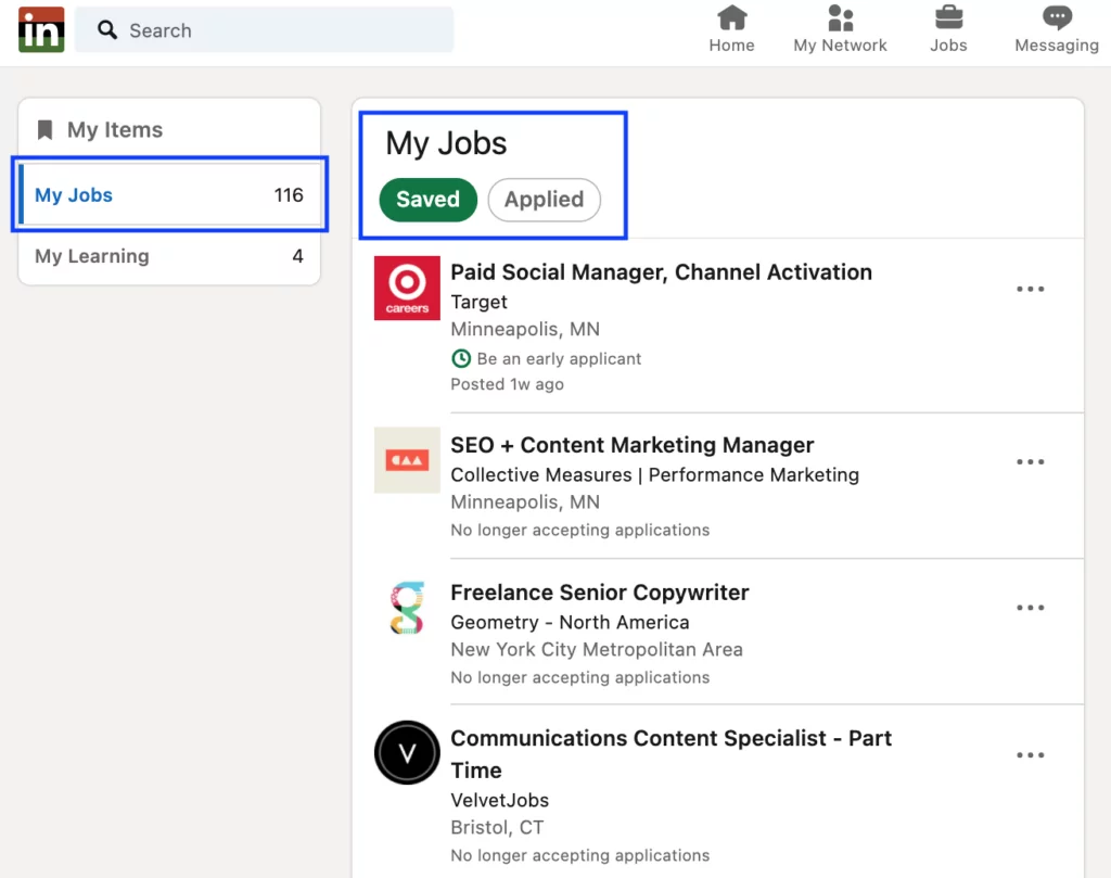 How to find saved jobs on LinkedIn no they didnt vanish