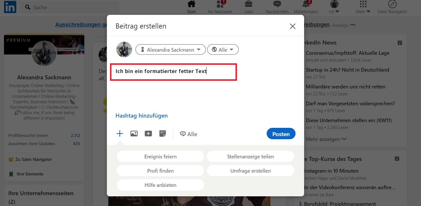 How to Format Text in LinkedIn Post