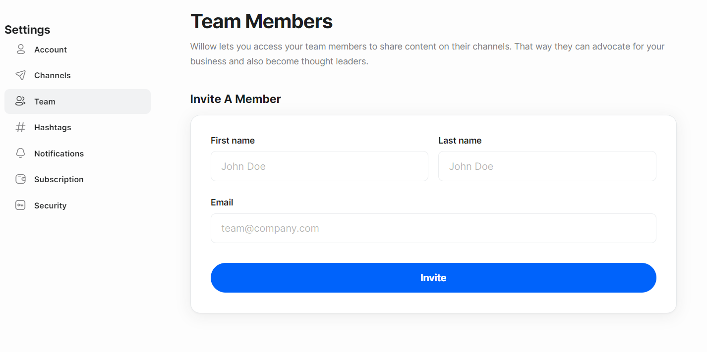 Add team members