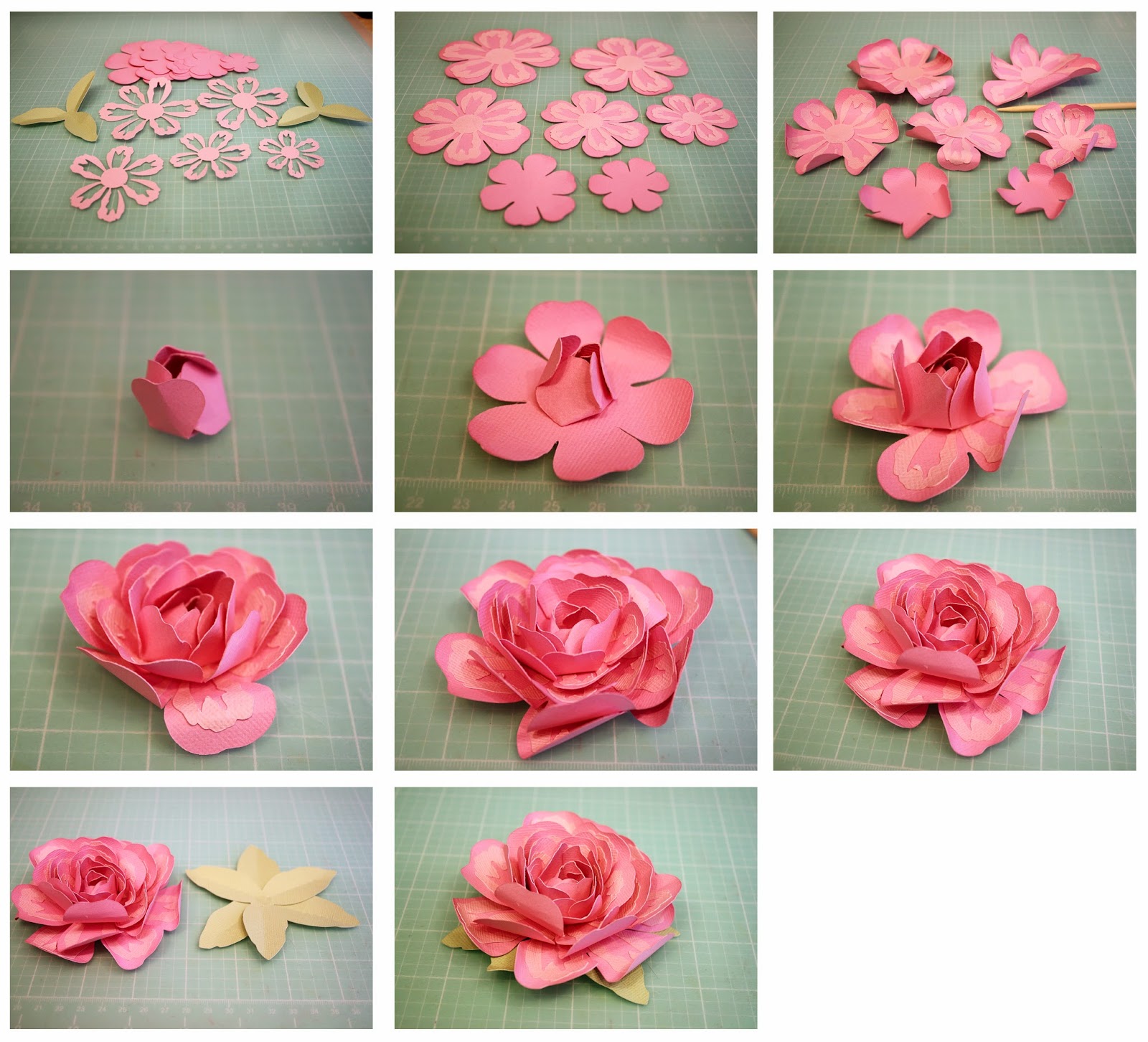 3D Layered Rose and Penstemon Paper Flowers  Bits of Paper