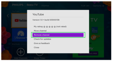 Removing the YouTube App from Roku