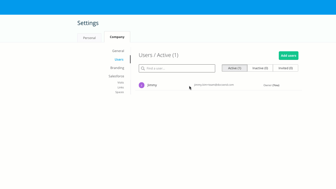 Managing Users  DocSend Help Center