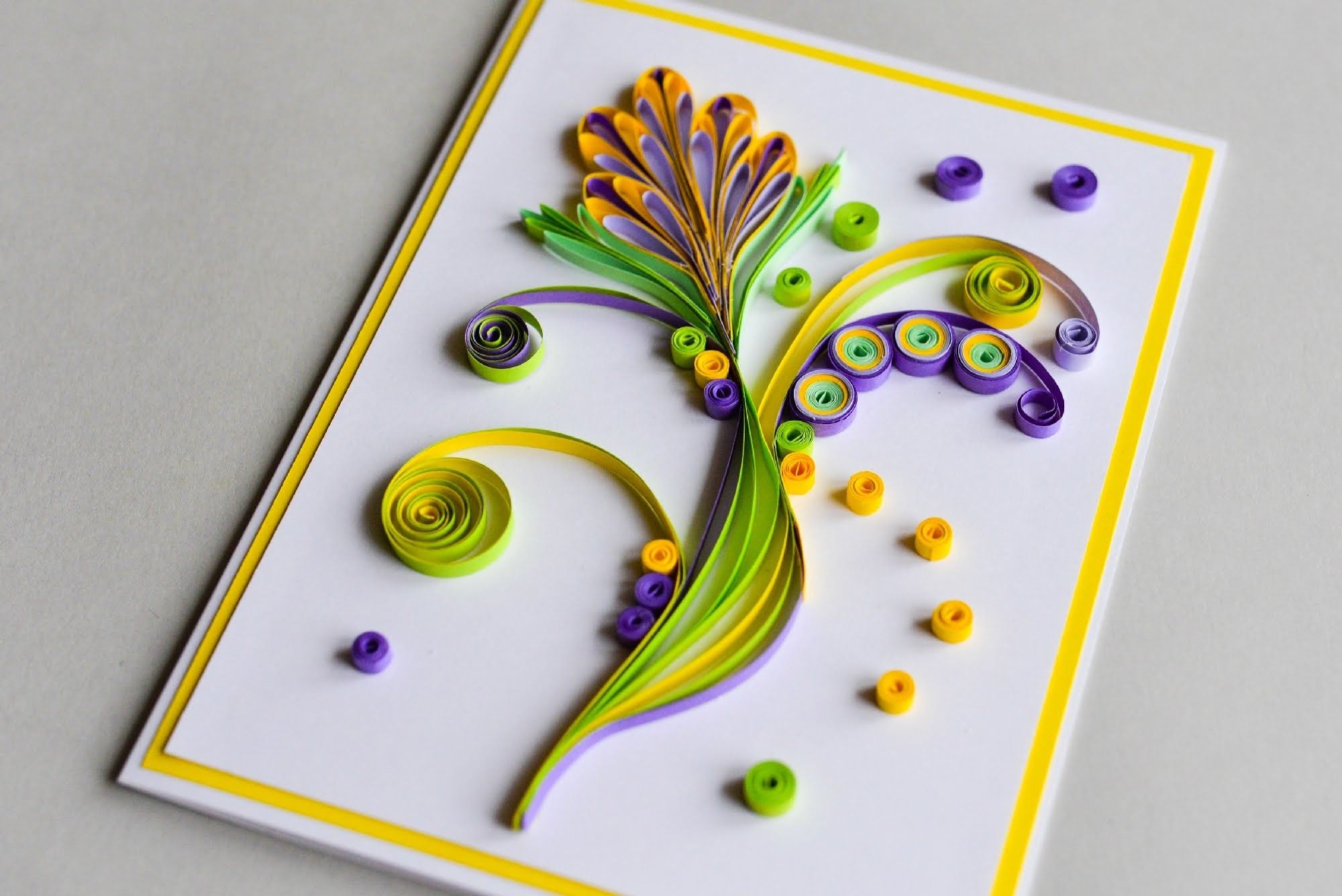 How to Make  Greeting Card Quilling Flower  Step by Step  Paper 