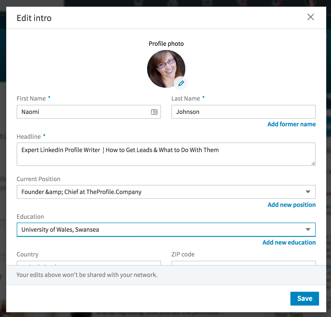 How to change your place of education at the top of your LinkedIn 