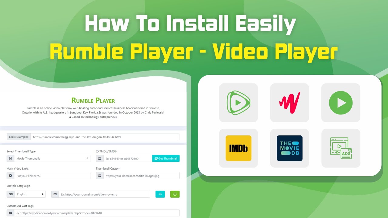 How To Install Easily  Rumble Video Player  Multiple Different 