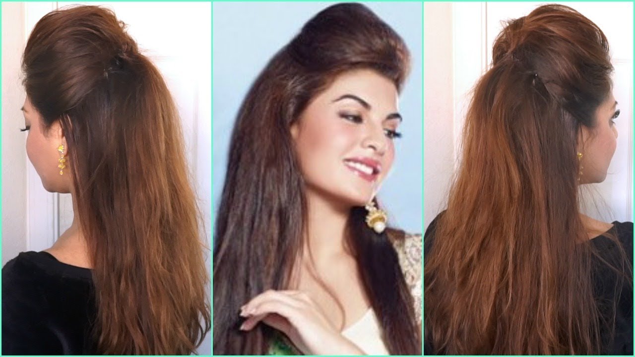 QUICK EASY BIG PUFF HAIRSTYLE HALF UP HALF DOWN HAIR TUTORIAL DIY