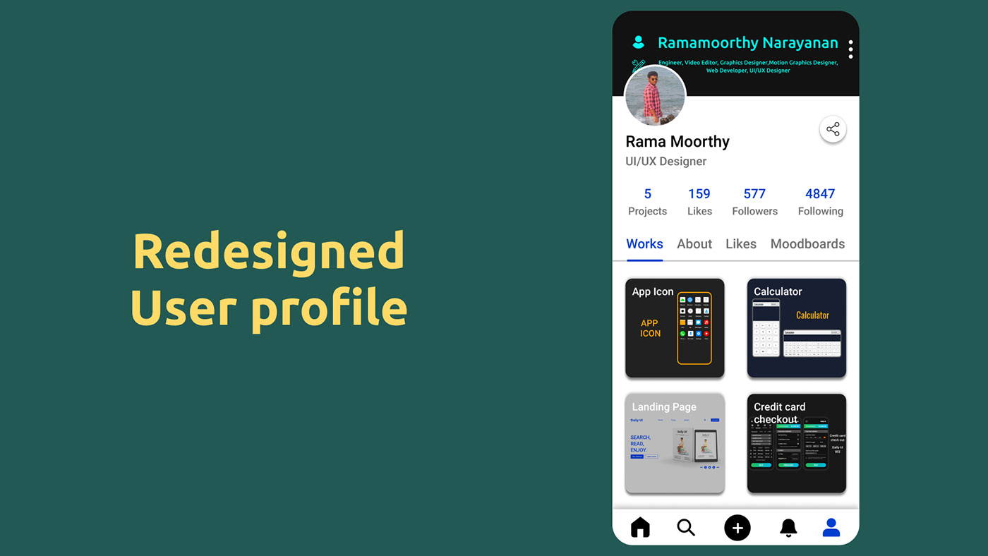 Behance user profile redesigned Behance