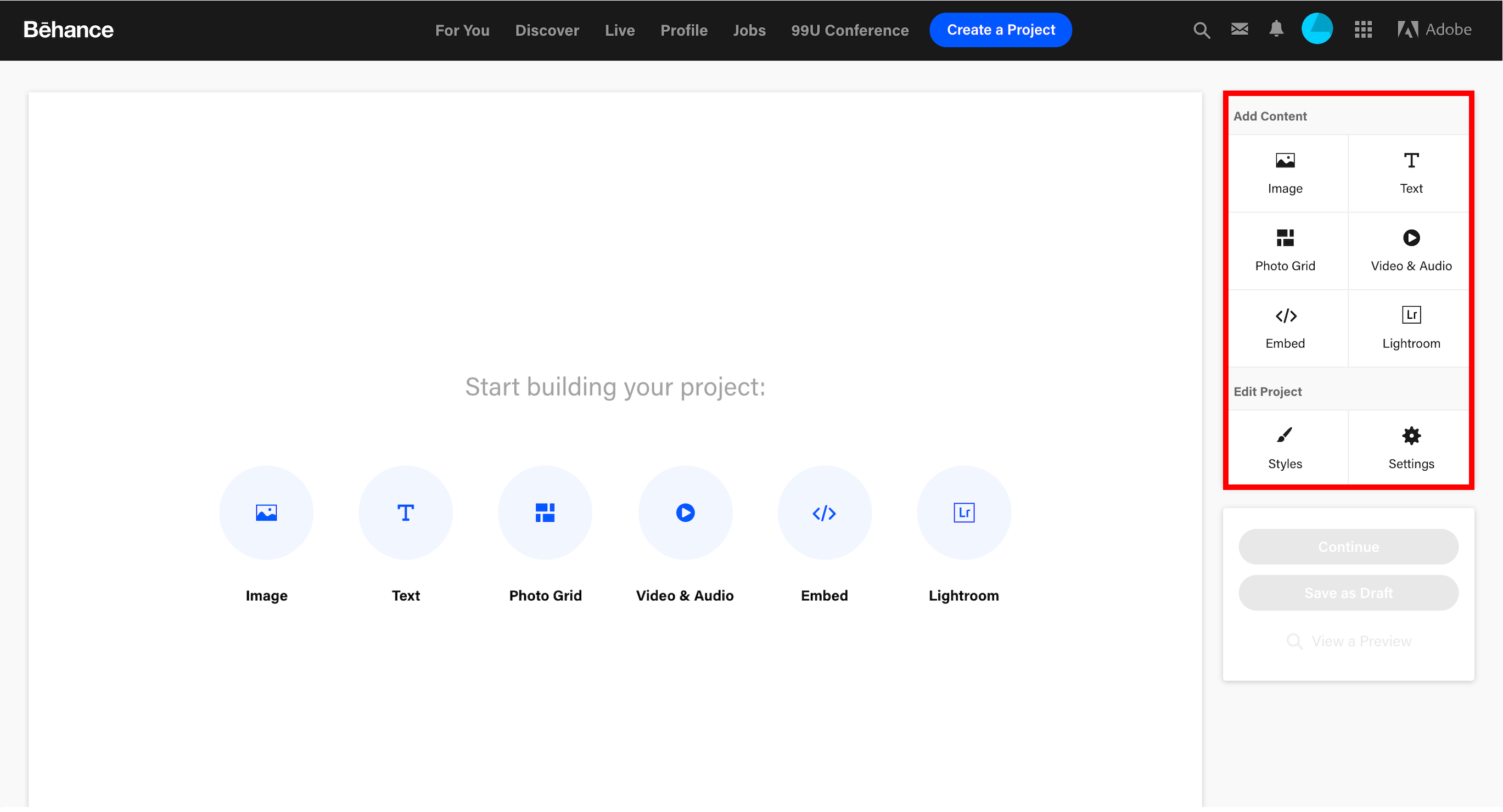 Guide Create Publish A Project Behance Helpcenter