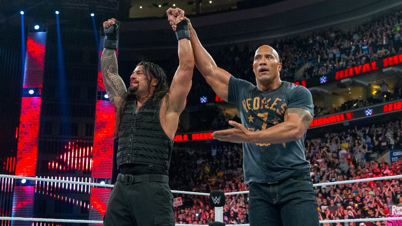 The Rock comes to Roman Reigns aid Royal Rumble 2015 YouTube