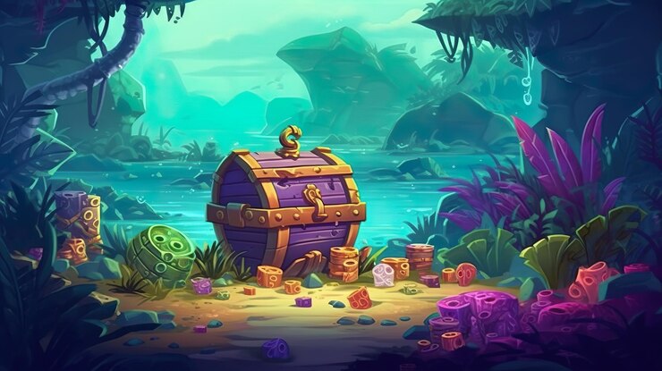 Abstract background treasure Mystery of the deep sea through an