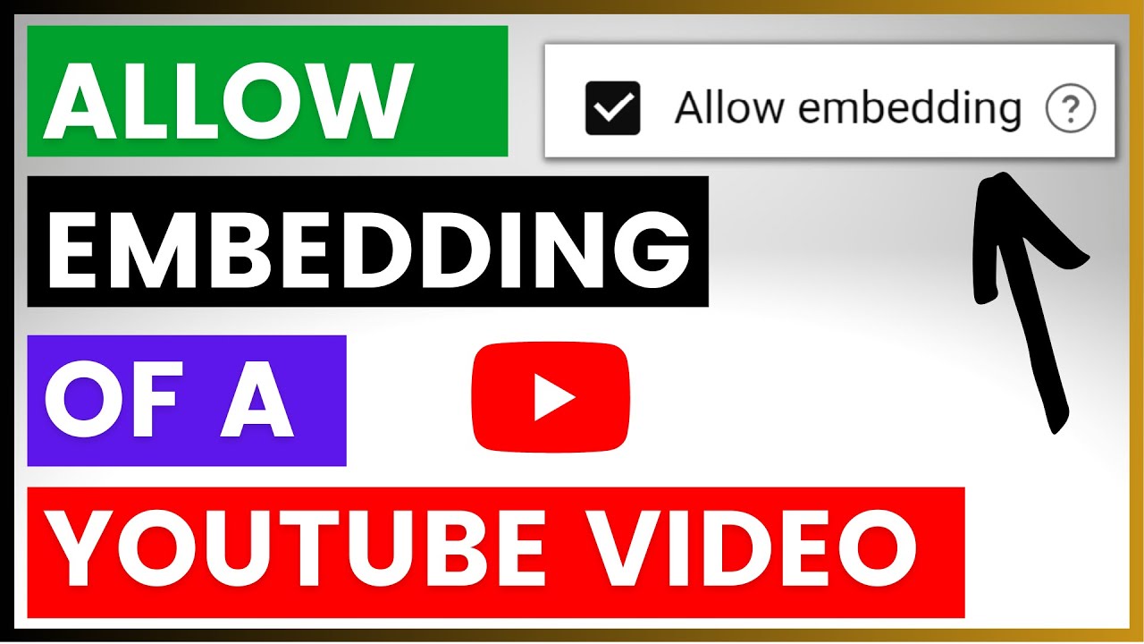 How To Allow Embedding Of A YouTube Video YouTube