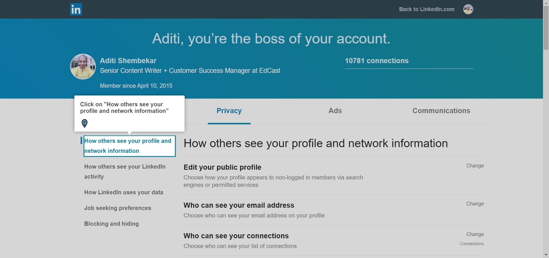 How to manage Who Can See Your Connections section on your LinkedIn
