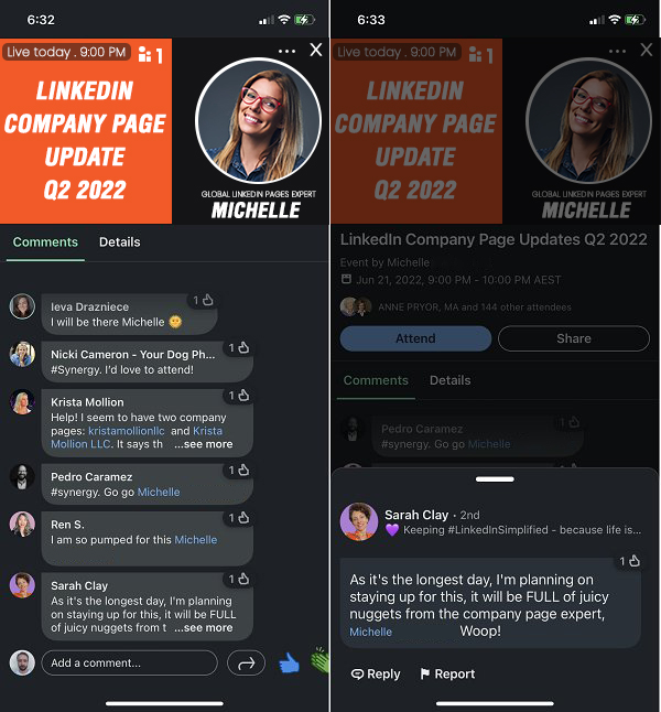 LinkedIn simplifies event engagement options and reposts