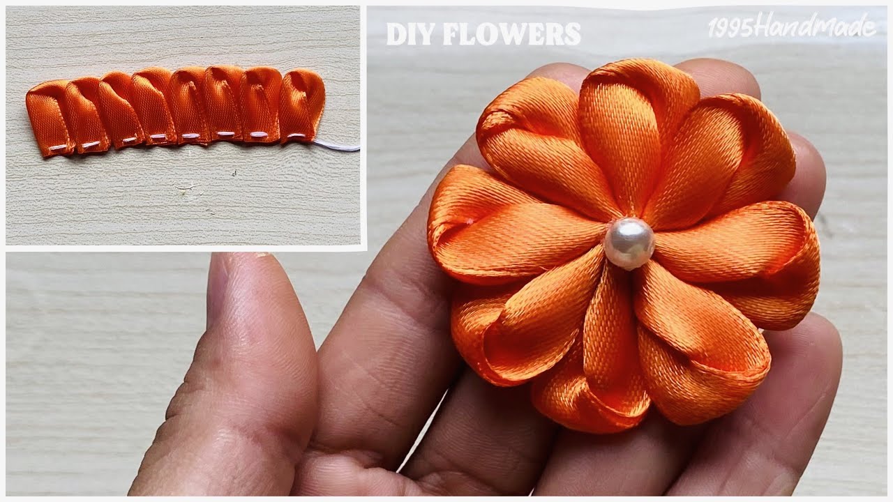 DIY DIY Satin Ribbon flowers how to make beautiful art and craft