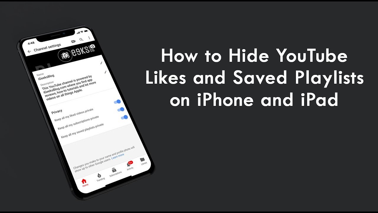 How to Hide YouTube Likes Saved Playlists on iPhone and iPad YouTube
