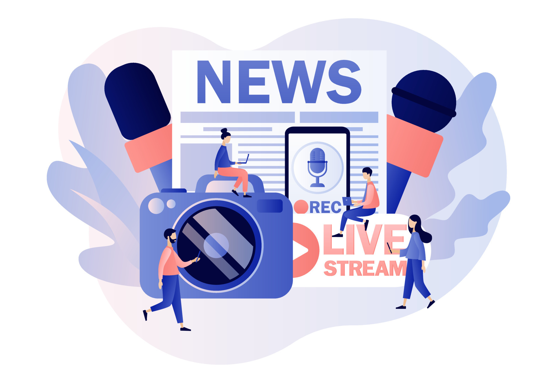 Journalist concept Mass media news TV newspaper internet and radio 