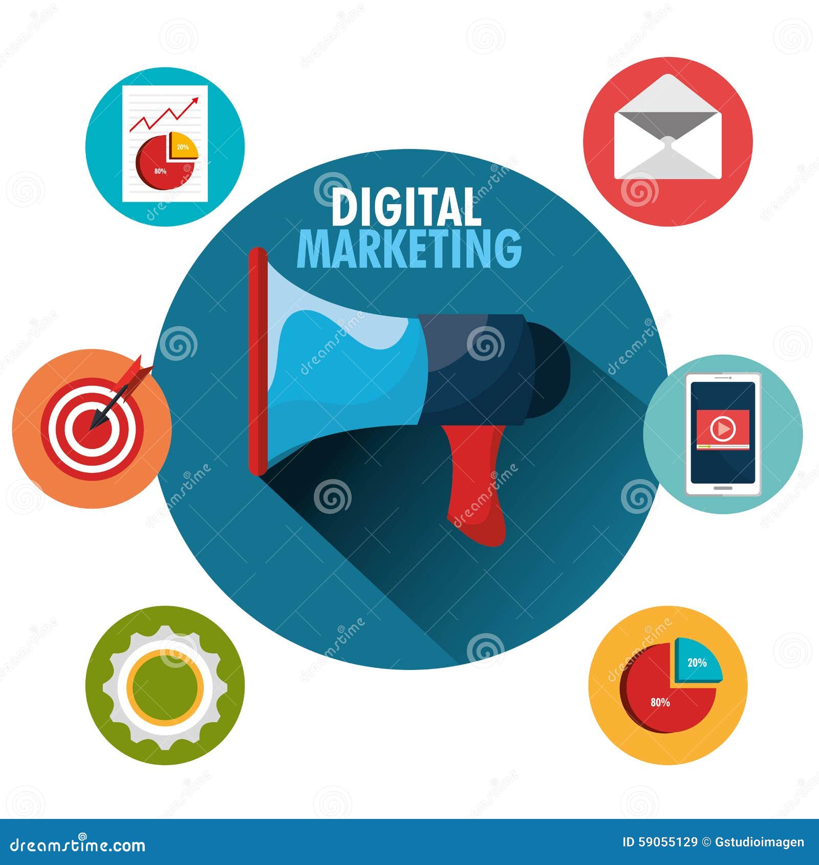 Digital and Social Marketing Graphics Stock Vector Illustration of