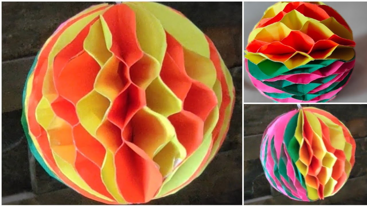 How to make a paper honeycomb ball tutorial paper crafts YouTube