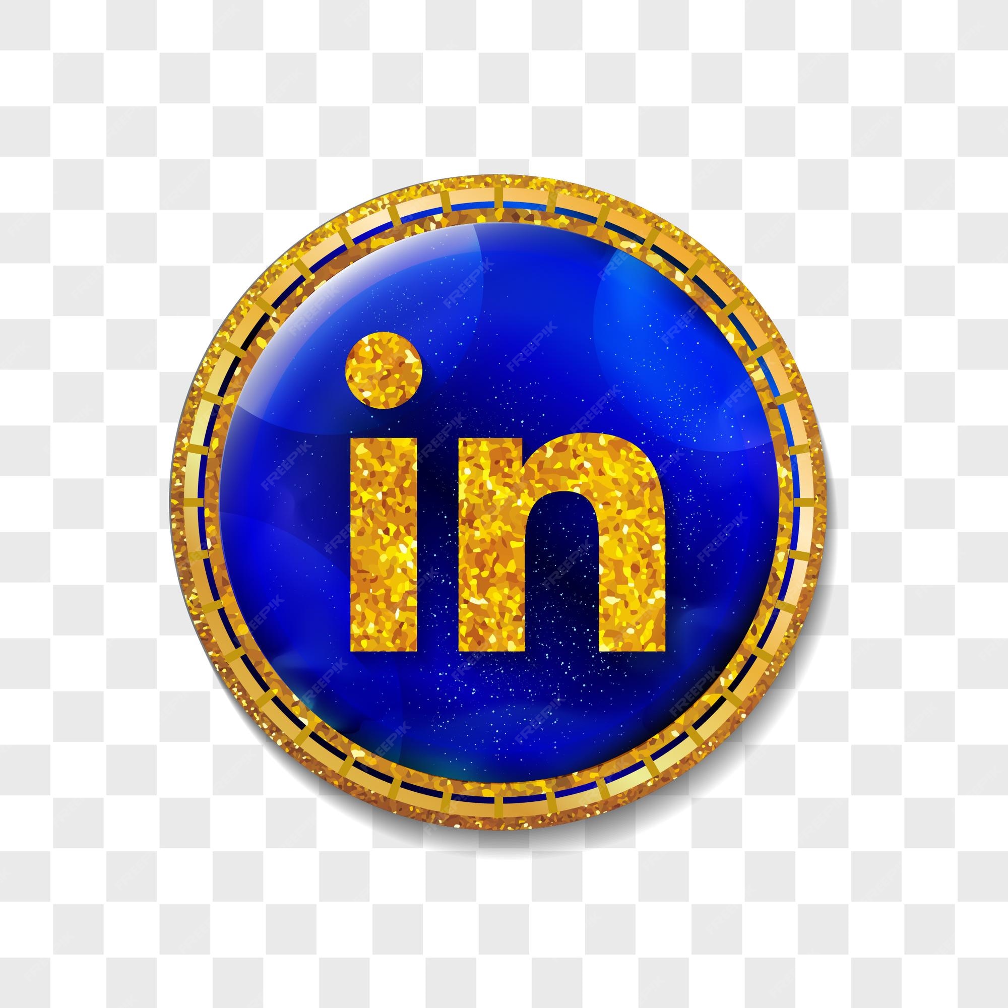 Premium Vector Linkedin logo icon with golden ring
