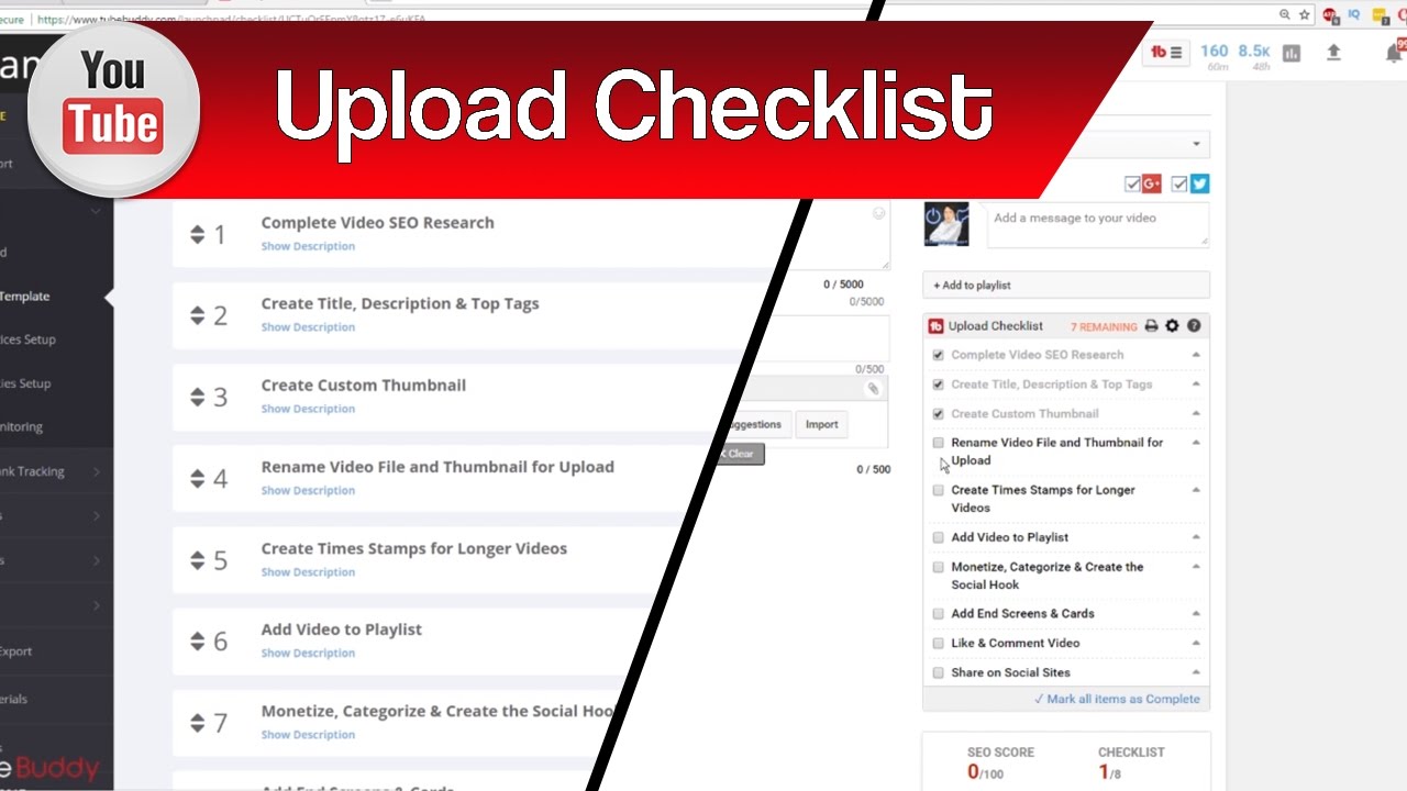 YouTube Publish Checklist Custom YouTube Upload Checklist Uploading