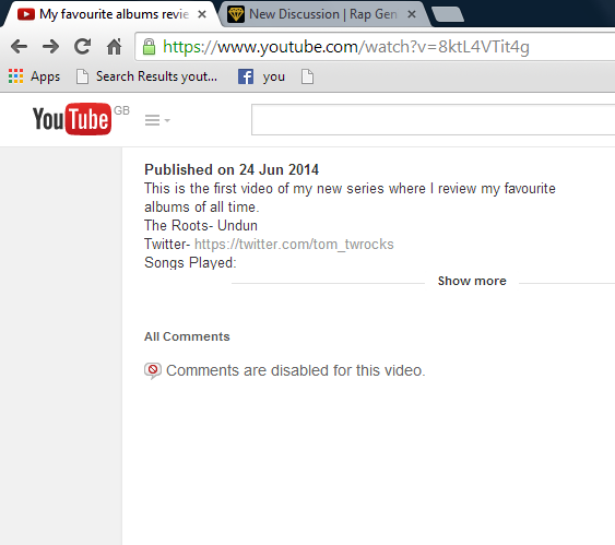 Youtube problems Comments disabled Genius