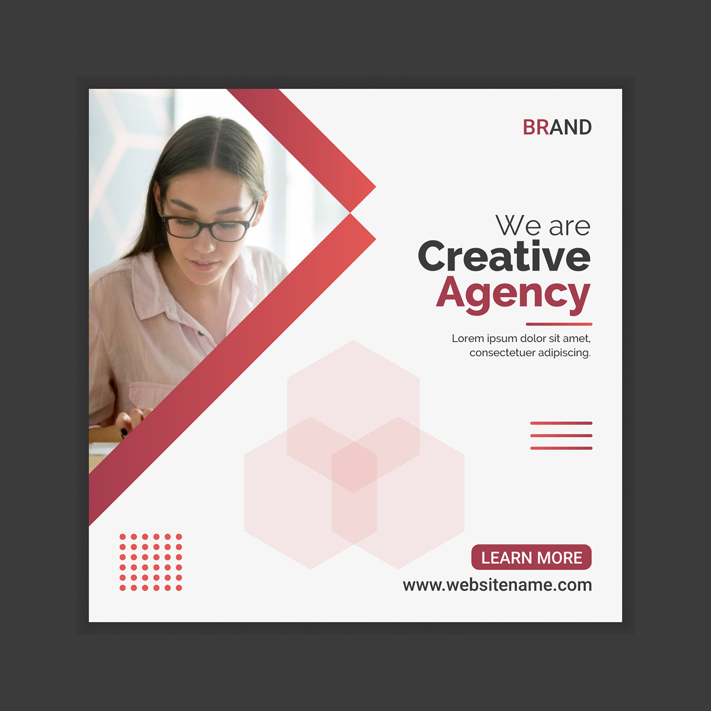 Creative marketing agency social media post template Behance
