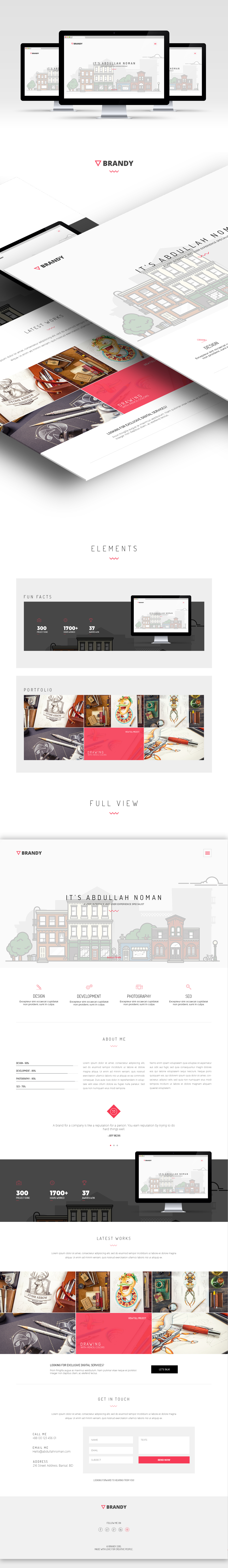BRANDY Free PSD HTML Minimal Portfolio Template Behance