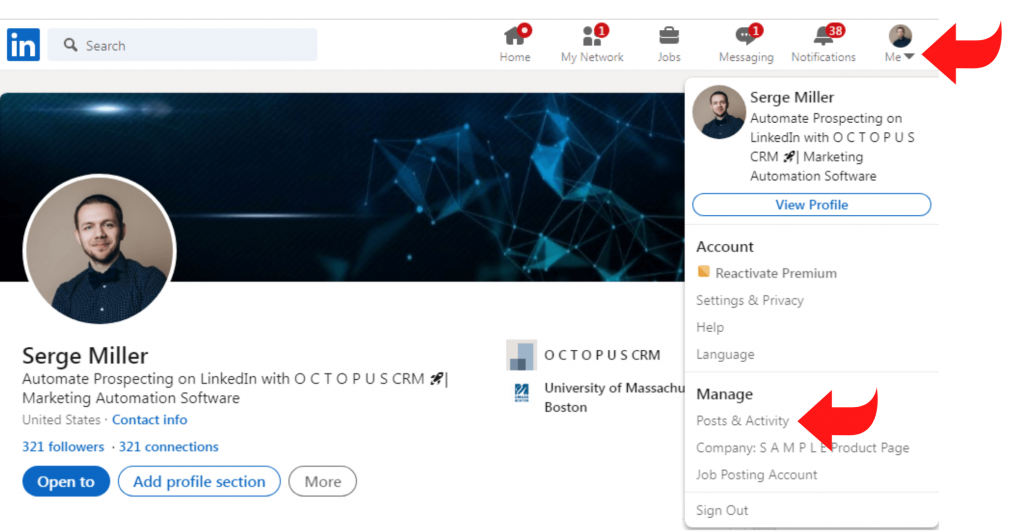 Follow and Unfollow People from Your LinkedIn Network Octopus CRM